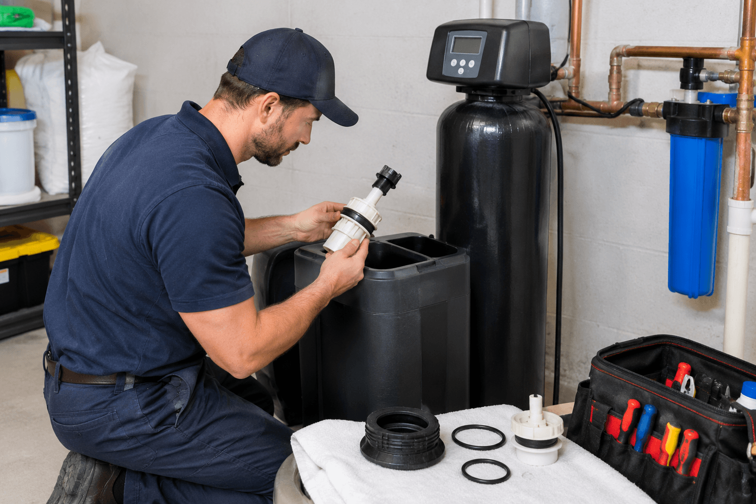 how to service a water softener